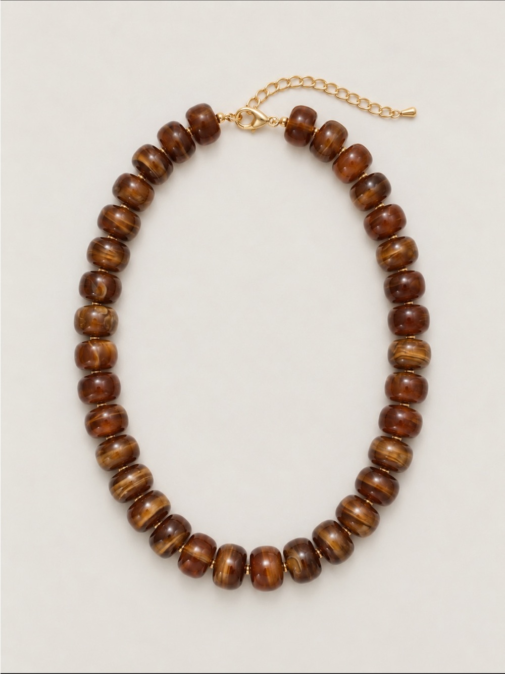 New! Brown Marbled Beaded Neutral Necklace NWOT